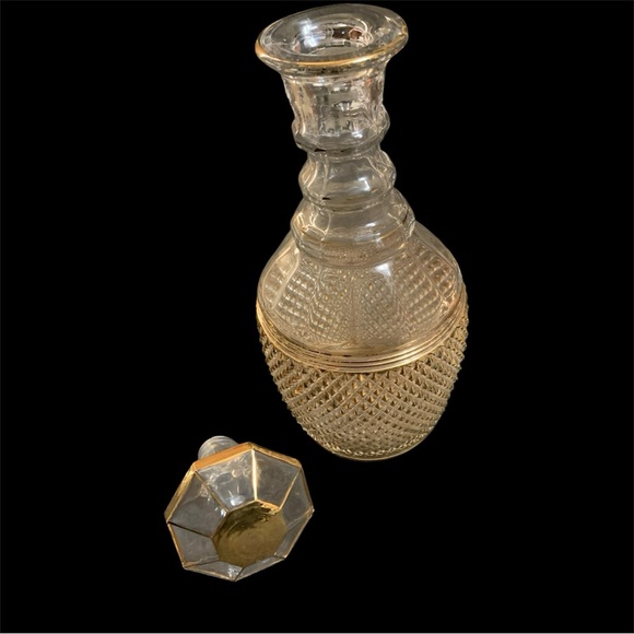 Vintage Mid Century Modern Imperial Cambridge Glass Mt Vernon Decanter Gold MCM